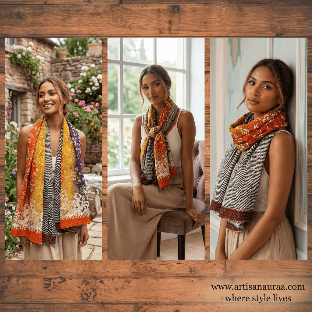 One-of-a-Kind Multicolour Kantha Scarf | Sustainable Artisan Fashion (Kaleidoscope Edition)