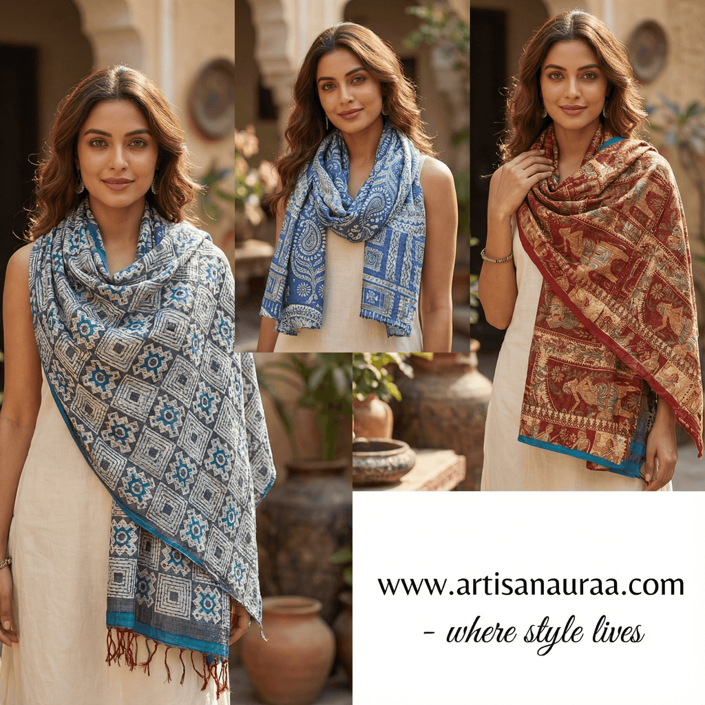 One-of-a-Kind White Kantha Scarf | Sustainable Artisan Fashion (Ivory & Pearl Edition)