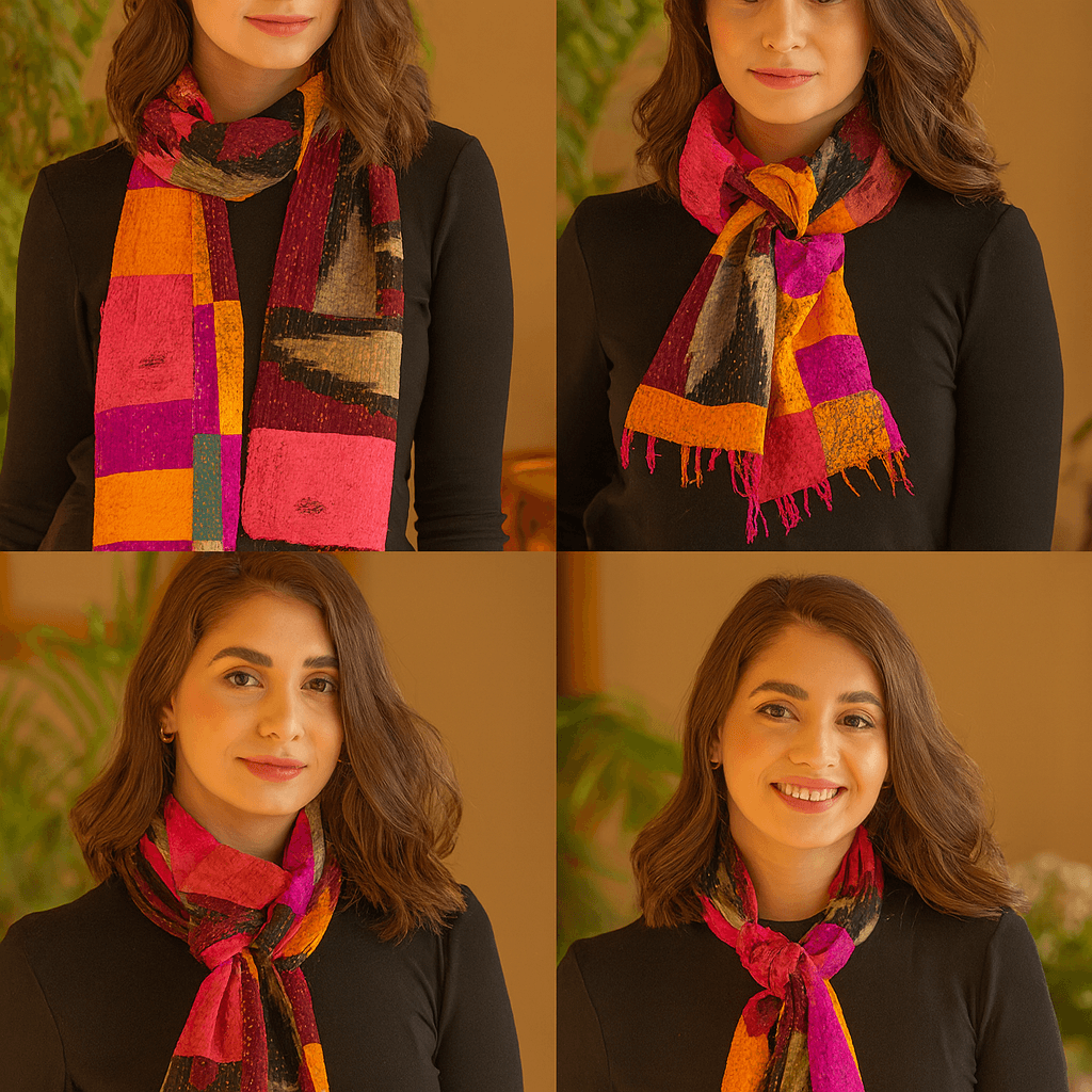 One-of-a-Kind Multicolour Kantha Scarf | Sustainable Artisan Fashion (Kaleidoscope Edition)