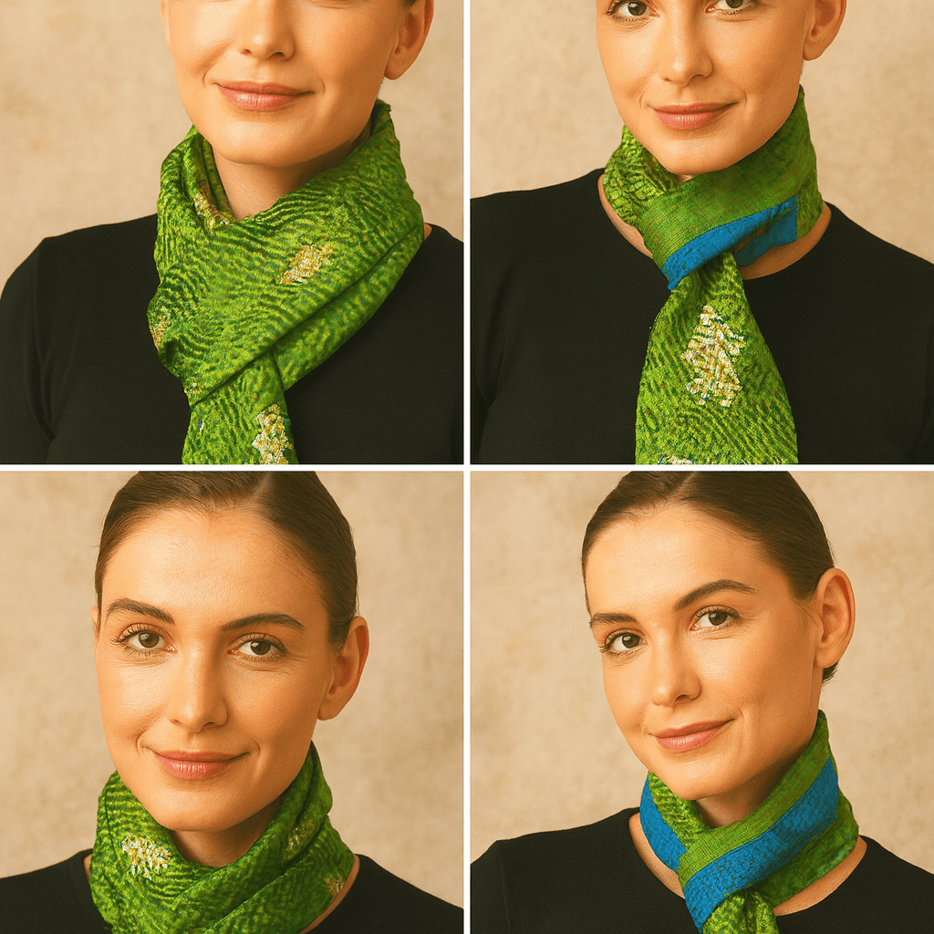 One-of-a-Kind Green Kantha Scarf | Sustainable Artisan Fashion (Emerald & Earth Edition)