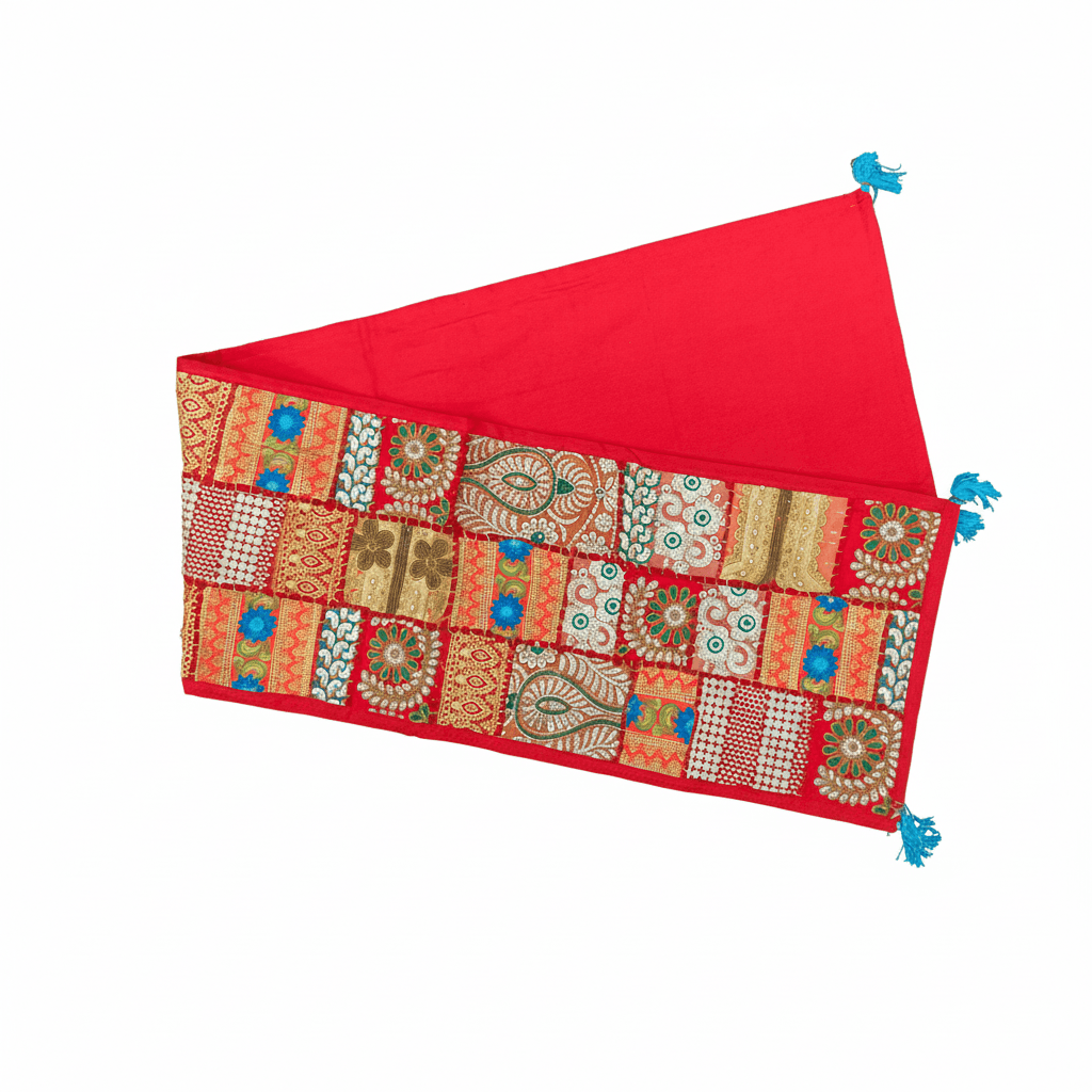 Vibrant Bohemian Patchwork Table Runner & Placemat Set (7-Piece)