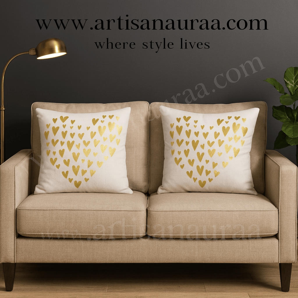 👑 The Royal Gold Collection: Metallic Motif Cushion Covers (4 Styles)