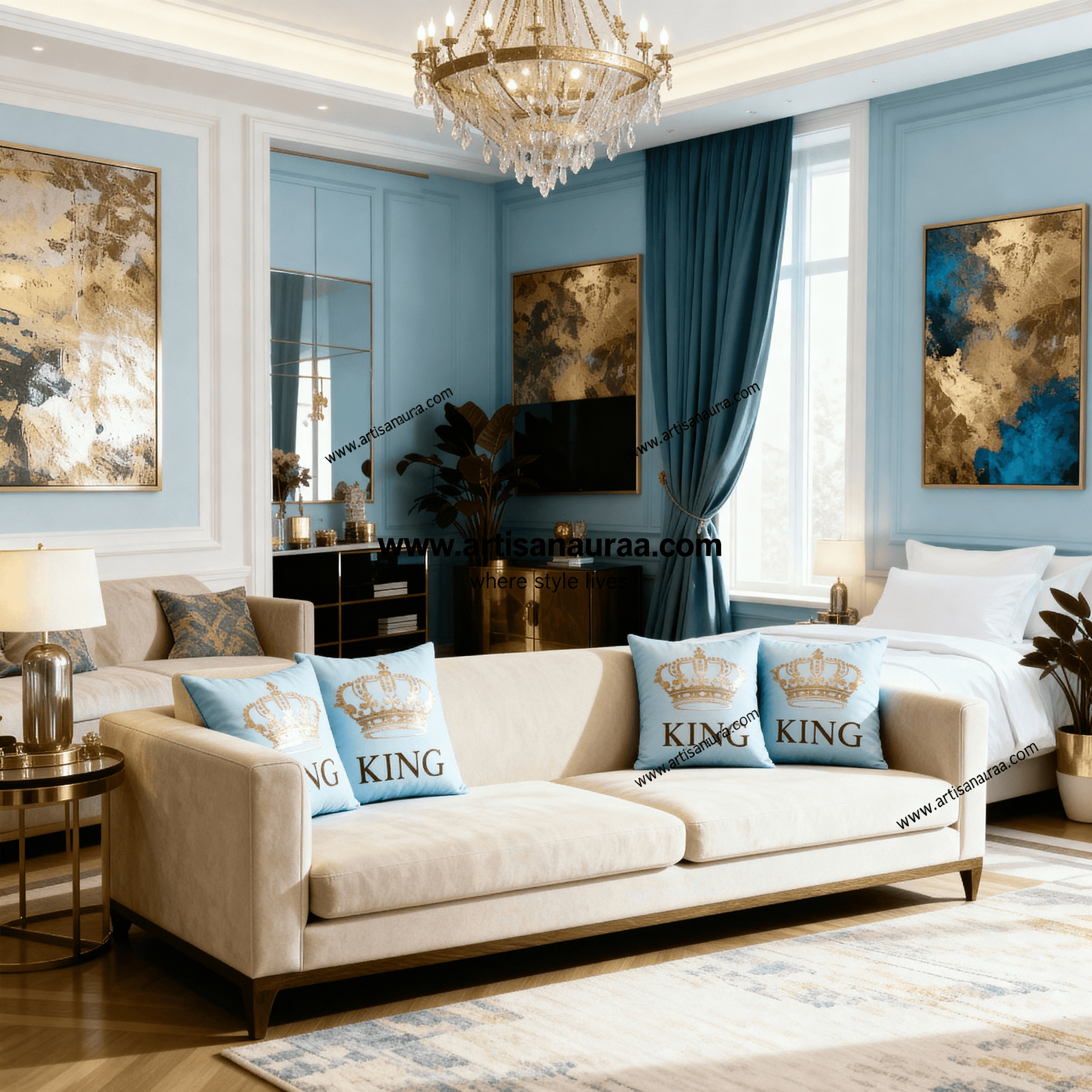 👑 The Royal Gold Collection: Metallic Motif Cushion Covers (4 Styles)