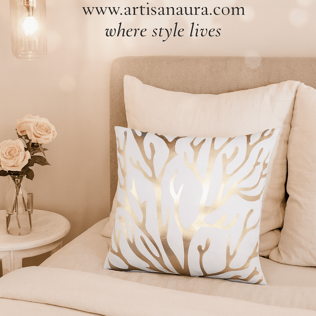 👑 The Royal Gold Collection: Metallic Motif Cushion Covers (4 Styles)