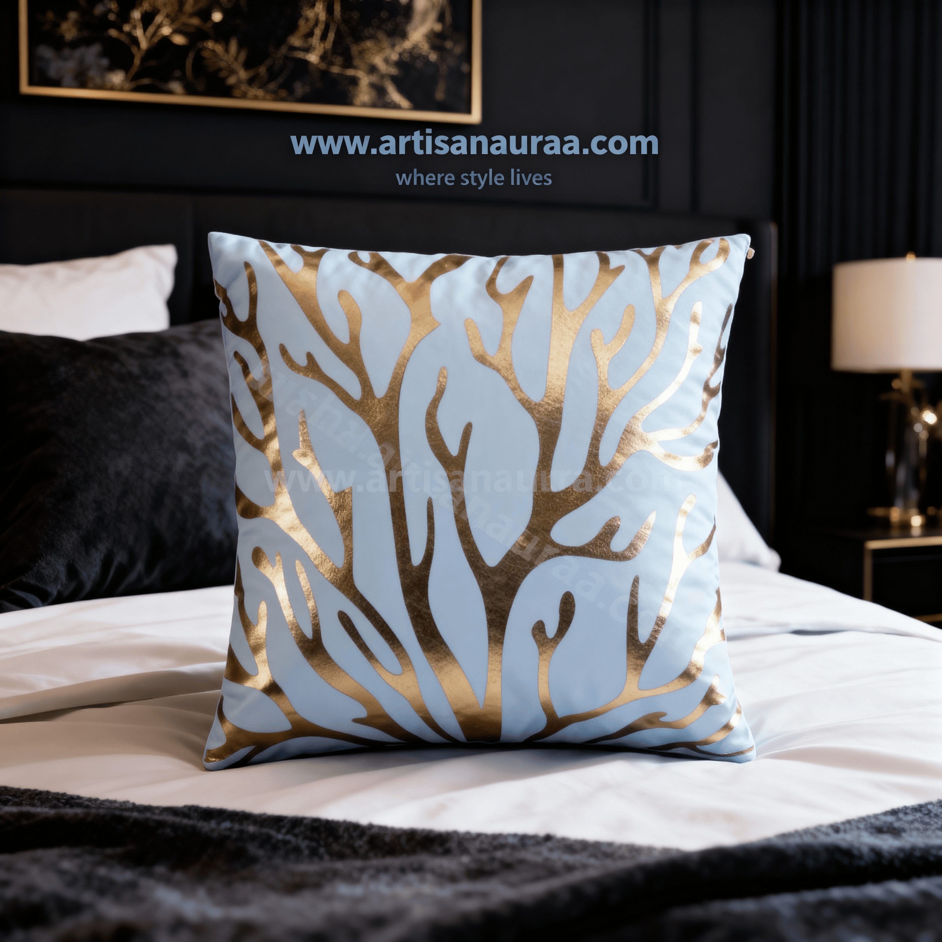 👑 The Royal Gold Collection: Metallic Motif Cushion Covers (4 Styles)