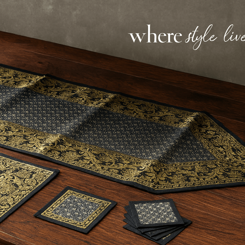 Exquisite 13-Piece Handcrafted Brocade Table Runner & Placemat Set
